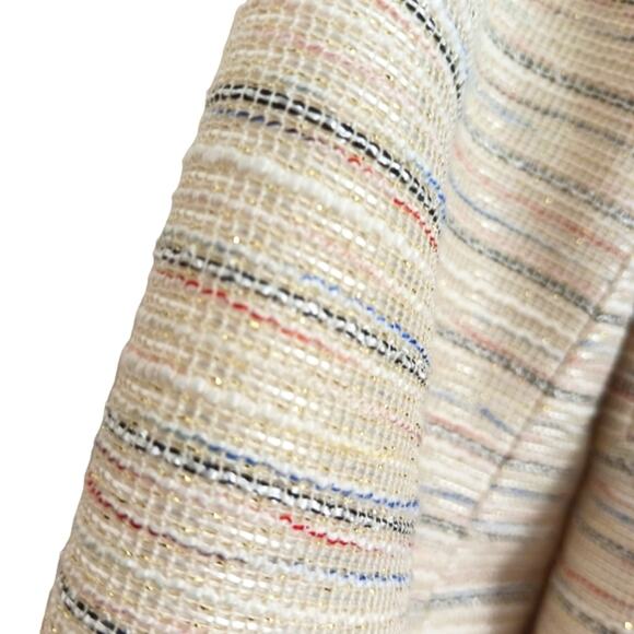 J.Crew Suiting Classy Short Jacket Sz 4 BEIGE Metallic Tweed Zip Pockets Luxury - Picture 11 of 16